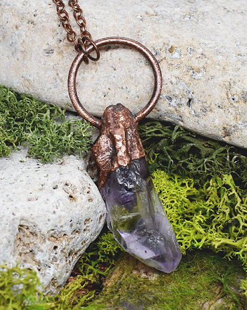 Miedziany wisior z surowym ametystem, Spirit Of Copper