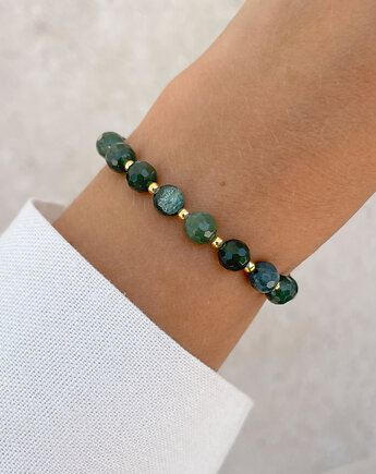 Bransoletka na gumce agat mszysty z hematytem, Bring Biżuteria