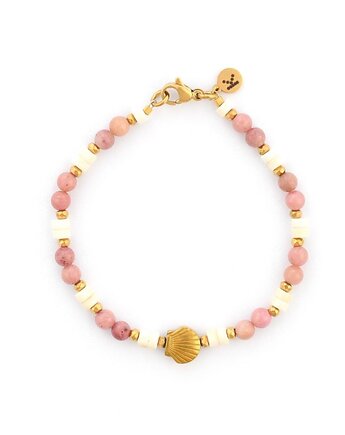 Bransoletka z pudrowych Rodonitów z muszelką, Kulka Bransoletki