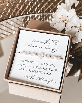 Pamiątka I Komunii Świętej bransoletka serduszko, Tiny Stone