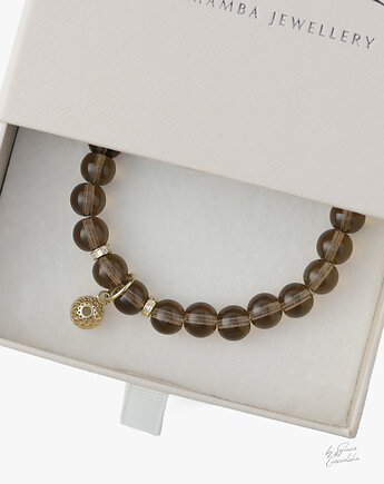 Unikatowa Bransoletka z Kwarcu Dymnego z dodatkami srebra pozłacanego, Black Mamba Jewelry