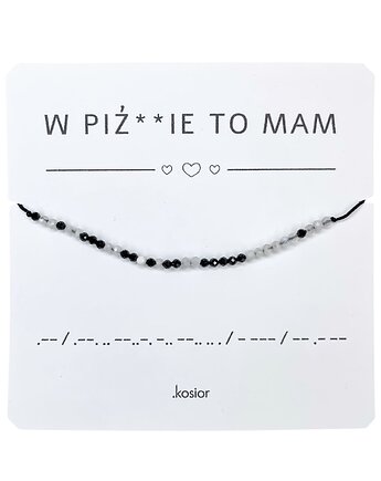 Bransoletka z alfabetem Morse Księżycowy, Agat, karolina kosior
