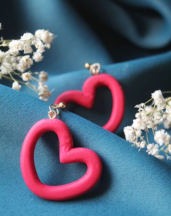 Duże kolczyki czerwone serca, Moonflower Handmade