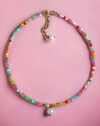 Choker : summer collection : muszla i perły, kaktusia