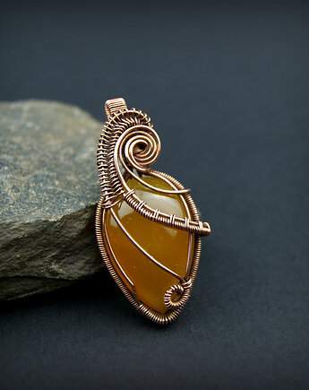 Agat brazylijski wisiorek wire wrapping, Blue Pearl Art