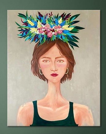 Obraz portret kobiety ręcznie malowany  80x100 cm, AnnSayuri ART