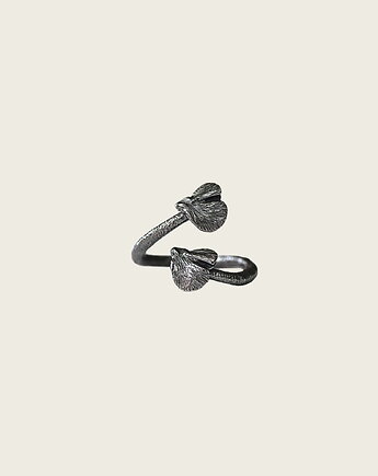 Pierścień regulowany grafitowy no.3- Gingko, KOS jewellery