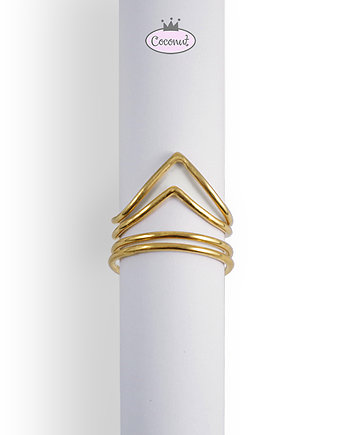 Pierścionek SLIM ARROW srebro złocone na wymiar, COCONUT