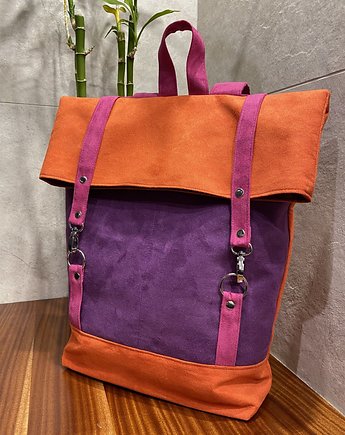 Plecak włóczykija - pomarańcz, fiolet, fuksja, PRACOWNIA 166