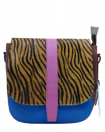 Torebka damska klasyczna skórzana regulowany pasek klapka wzór OLIVKA, Olivka Warsaw