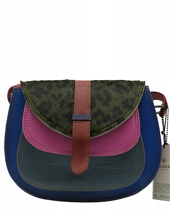Torebka damska na ramię skórzana pojemna kolorowa ze skrawków eko OLIVKA, Olivka Warsaw
