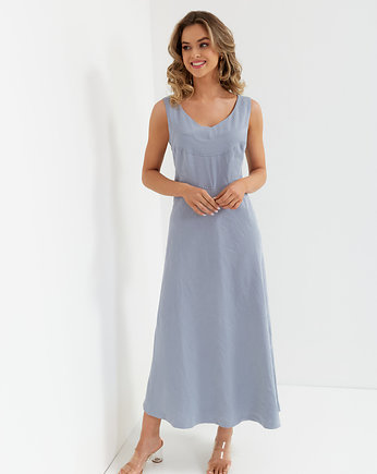 Błękitna sukienka na ramiączkach z naturalnego lyocellu 50, Modesta
