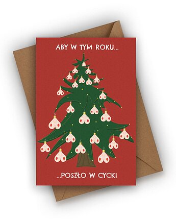 Kartka świąteczna- Aby w tym roku poszło w cycki!, Czarna Owca Karteczki