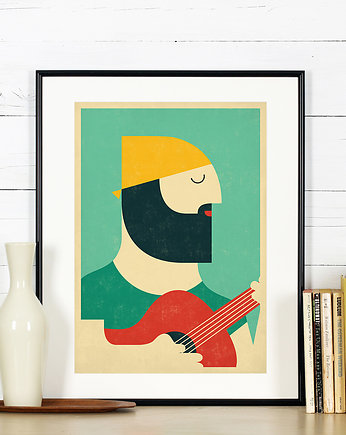 Gitarzysta, muzyk, plakat A3 w stylu retro, Galeria EMU