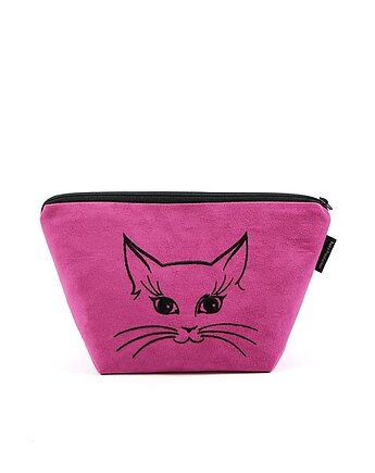 Amarantowa kosmetyczka na kosmetyki podróżna Czarny kocur, RękaProduction