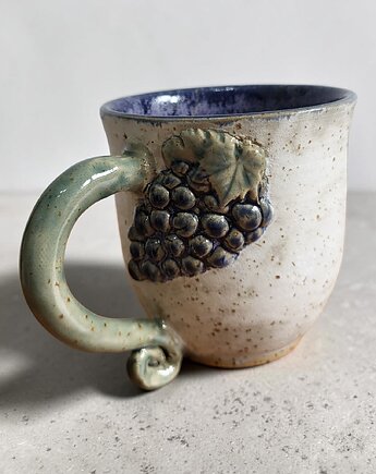 Duży ceramiczny kubek z winogronkiem, ArtByLeika