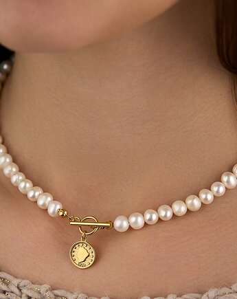 Choker naszyjnik z naturalnych pereł, srebra 925 pozłacanego, Coccola JEWELLERY