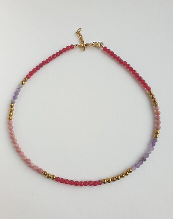 Naszyjnik choker NEO ametyst, jadeit, rodonit,hematyt, modesign