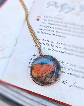 Wisiorek miedziany z labradorytem Zachodzące Słońce, Treemasters Copper Jewelry