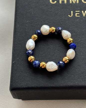 Pierścionek elastyczny Lapis Lazuli, Chmolowska Jewellery