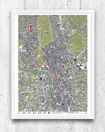 Plakat Londyn - plan miasta - London, minimalmill