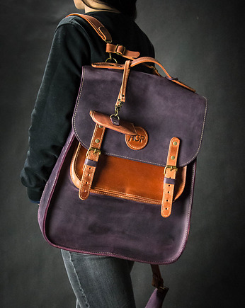 Stylowy duży skórzany ręcznie wykonany plecak oversize, Ladybuq Art Studio