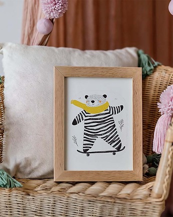 Plakat Miś na małej deskorolce - Plakaty Na Ścianę Dla Dzieci, Dekoracjan