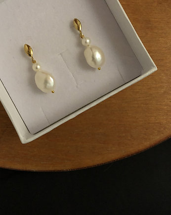 Kolczyki srebrne Irregular Pearl Earrings, Lile Things