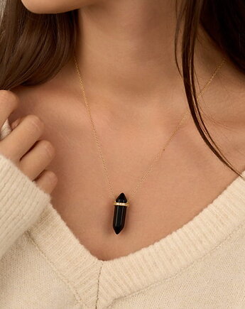 Naszyjnik onyks cyrkonie- srebro 925 pozłacane, Coccola JEWELLERY