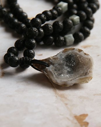 S A L E : UNIKAT: geoda agatowa, lawa - naszyjnik męski / unisex, kaktusia