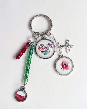 Breloczek - Serce folk, mak, flaga, yenoo