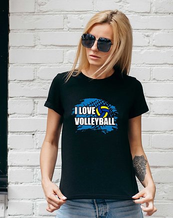 Koszulka damska organiczna I LOVE VOLLEYBALL, ART ORGANIC