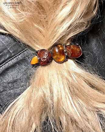 Spinka do włosów z bursztynu UNIKAT ręcznie robiony prezent lux, Galeria Limart