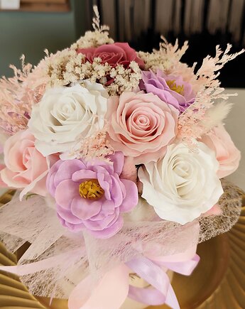 Flowerbox mydlany na prezent dla mamy chrzestnych świadków, miaukramy