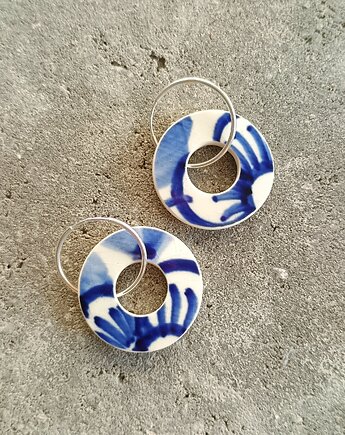 Kolczyki ceramiczne Włocławek koła, biżuteria z talerzy