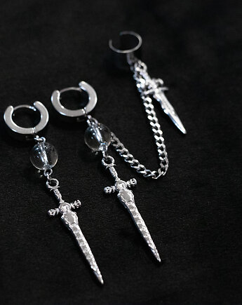 Kolczyki miecze z nasznicą * stal nierdzewna * alternatywna biżuteria * goth *, youcore.exe