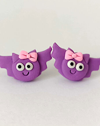 Fioletowe kolczyki nietoperze kawaii, OMIFIMO