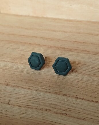 Kolczyki hexagony butelkowa zieleń