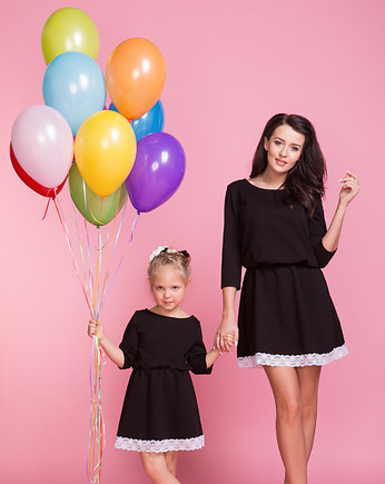 Komplet dla mamy i córki, sukienki, model 1, czarny, TESSITA