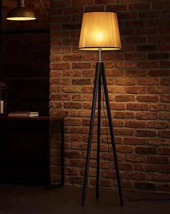 Lampa stojąca do salonu ze złotym kloszem ARUBA MIRROR, LYSNE