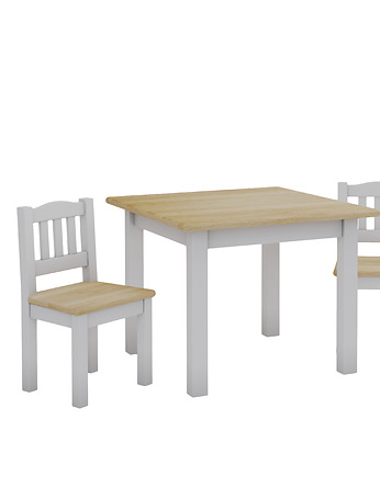 Zestaw stolik i 2 krzesełka- naturalny z białymi elementami, Nordville