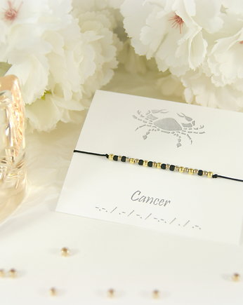 Alfabet morse'a Rak Bransoletka Zodiak Cancer, Blue Pearl Art