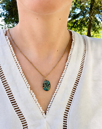 Naszyjnik z prawdziwych kwiatów i muszli, Frant Art Jewellery