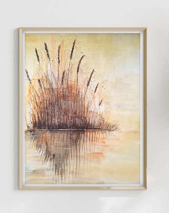 Oryginalna akwarela. Szuwary 40x50cm, Malgorzata Domanska