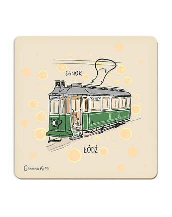 Podkładka pod kubek Łódź Tramwaj Sanok, Gliniana Kura