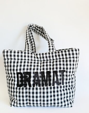 Pikowana torba shopper z haftem "Dramat", Boski Bajzel