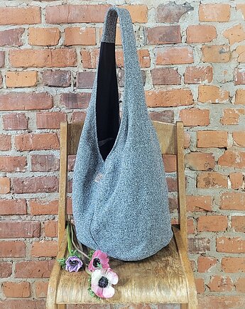 Boogi Bag szara  torba hobo w stylu boho, hairoo