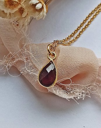 Naszyjnik Granat Srebro 925 Pozłacane, Loa Jewellery