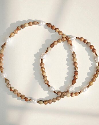 RAZEM TANIEJ: bransoletka na nogę i na rękę : perły, jaspis, hematyt, kaktusia