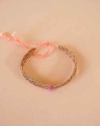 Delikatna bransoletka tkana z kreseczką - Golden Rose, Słońcem Tkane